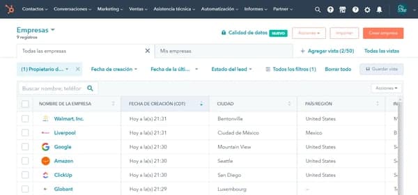 Empresas, contactos y negociaciones con HubSpot