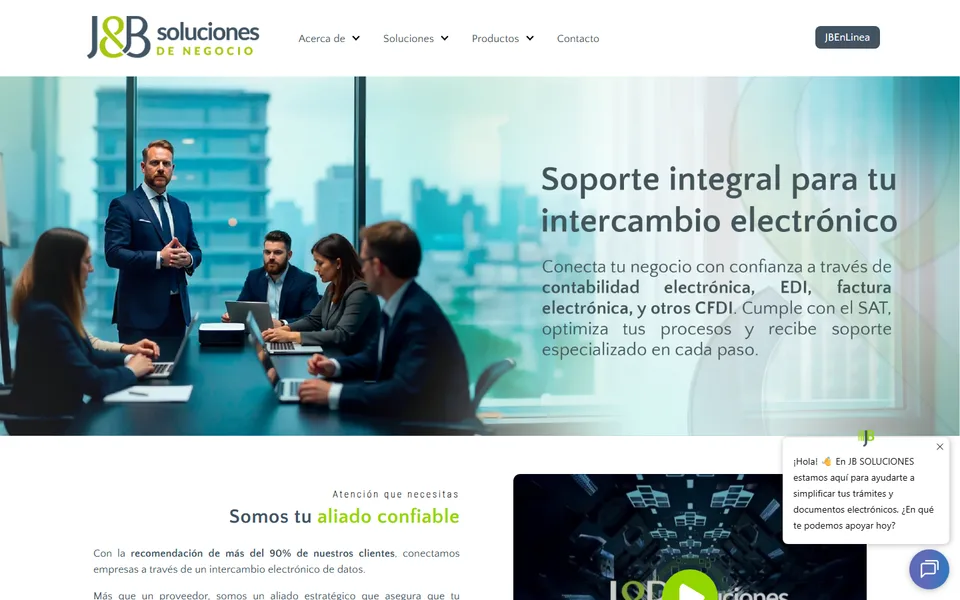 Home page of the JB Soluciones website