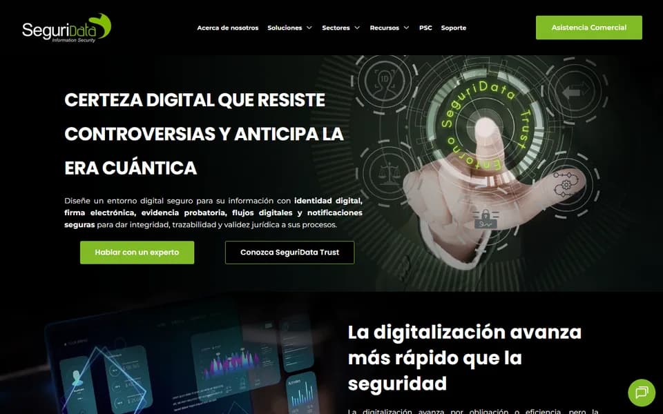 Home page of the SeguriData website